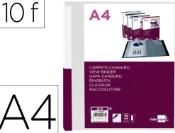 Protege-documents liderpapel personnalisable kangourou polypropylene 10 pochettes fixes a4 coloris transparent
