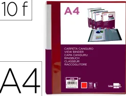 Protege-documents liderpapel personnalisable kangourou polypropylene 10 pochettes fixes a4 coloris rouge