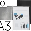 Protege-documents liderpapel polypropylene couverture flexible 40 pochettes fixes a3 coloris noir opaque