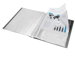 Protege-documents liderpapel polypropylene couverture flexible 40 pochettes fixes a3 coloris noir opaque