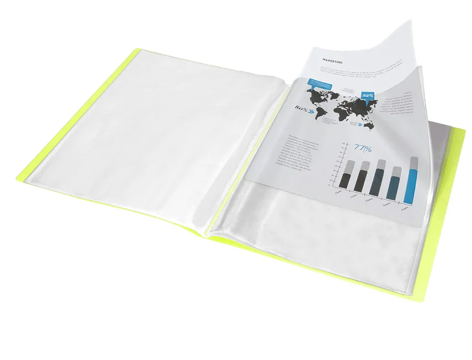 Protege-documents liderpapel polypropylene couverture flexible 30 pochettes fixes a4 220x297mm jaune fluo