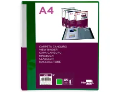 Protege-documents liderpapel personnalisable kangourou polypropylene 80 pochettes fixes a4 coloris vert