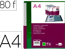 Protege-documents liderpapel personnalisable kangourou polypropylene 80 pochettes fixes a4 coloris vert