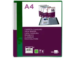 Protege-documents liderpapel personnalisable kangourou polypropylene 30 pochettes fixes a4 coloris vert