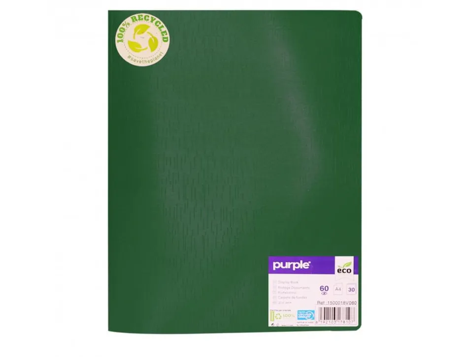 Protege-documents office plast eco green recycle 60 vues qualite pp 40 microns graine coloris vert