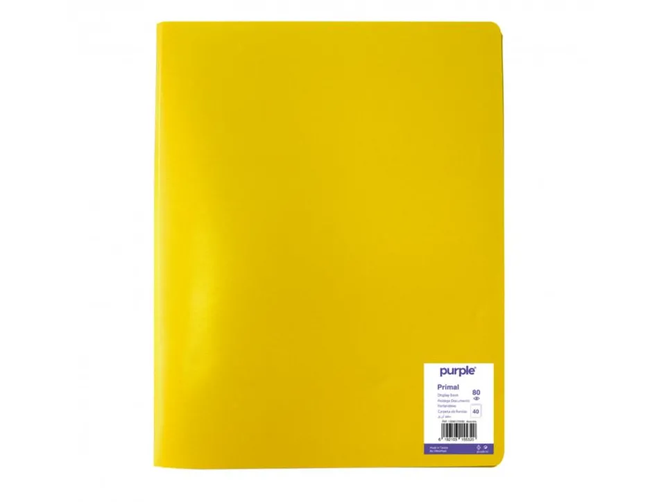 Protege-documents office plast eco green recycle 40 vues qualite pp 40 microns graine coloris jaune
