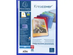 Protege-documents personnalisable exacompta kreacover polypropylene 5/10e 80 vues coloris assortis opaques