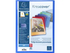 Protege-documents personnalisable exacompta kreacover polypropylene 5/10e 80 vues coloris assortis opaques
