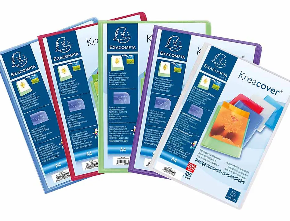 Protege-documents personnalisable exacompta polypropylene semi-rigide 24x32cm 200 vues coloris