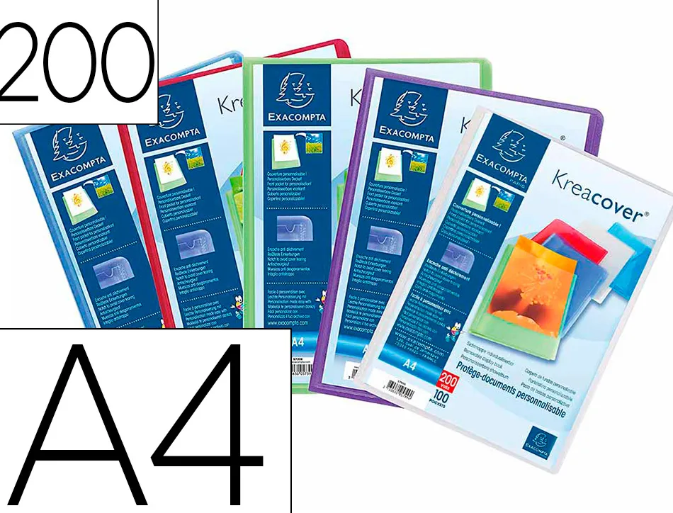 Protege-documents personnalisable exacompta polypropylene semi-rigide 24x32cm 200 vues coloris