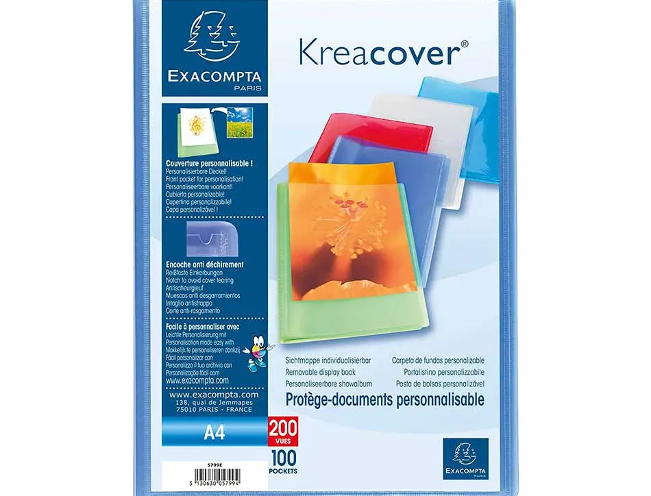 Protege-documents personnalisable exacompta polypropylene semi-rigide 24x32cm 200 vues coloris