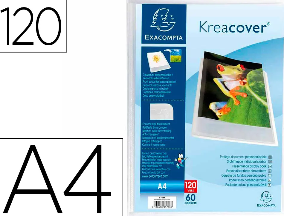 Protege-documents personnalisable exacompta kreacover polypropylene semi-rigide a4 24x32cm 120