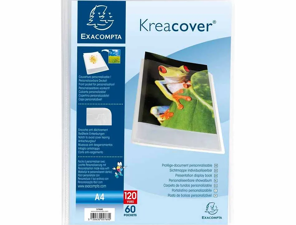 Protege-documents personnalisable exacompta kreacover polypropylene semi-rigide a4 24x32cm 120