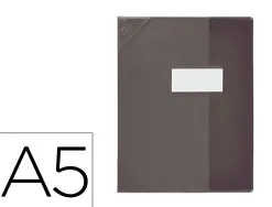 Protège-cahier elba school life pvc cristal 18/100e rabat porte-étiquette et étiquette 170x220mm coloris noir