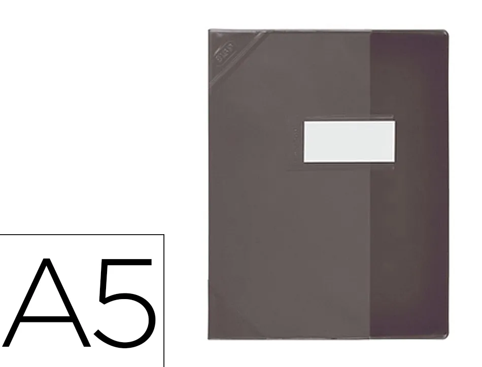 Protège-cahier elba school life pvc cristal 18/100e rabat porte-étiquette et étiquette 170x220mm coloris noir