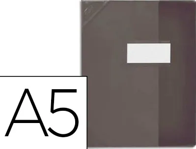 Protège-cahier elba strong line pvc cristal 15/100e sans phtalates coins renforcés a5+ 170x220mm coloris noir opaque