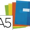 Protège-cahier elba strong line pvc cristal 15/100e rabats porte-étiquette et étiquette 170x220mm coloris assortis