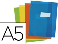 Protège-cahier elba strong line pvc cristal 15/100e rabats porte-étiquette et étiquette 170x220mm coloris assortis