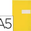 Protège-cahier elba strong line pvc cristal 15/100e rabats porte-étiquette et étiquette 170x220mm jaune transparent
