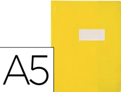 Protège-cahier elba strong line pvc cristal 15/100e rabats porte-étiquette et étiquette 170x220mm jaune transparent