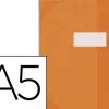 Protège-cahier elba strong line pvc cristal 15/100e rabats porte-étiquette et étiquette 170x220mm orange transparent