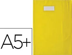 Protège-cahier elba styl'sms pvc opaque 12/100e sans phtalates porte-étiquette et étiquette 170x220mm jaune