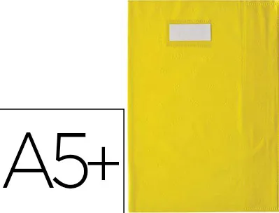 Protège-cahier elba styl'sms pvc opaque 12/100e sans phtalates porte-étiquette et étiquette 170x220mm jaune