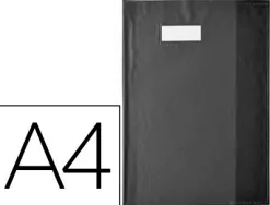 Protège-cahier elba styl'sms pvc opaque 12/100e sans phtalates porte-étiquette et étiquette a4 210x297mm noir
