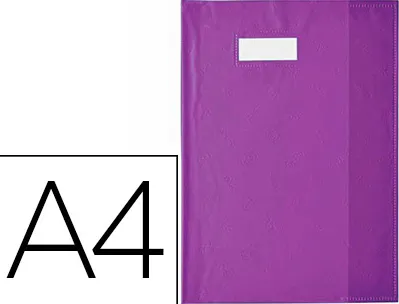 Protège-cahier elba styl'sms pvc opaque 12/100e sans phtalates porte-étiquette et étiquette a4 210x297mm violet