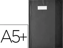 Protège-cahier elba styl'sms pvc opaque 12/100e sans phtalates porte-étiquette et étiquette 170x220mm noir