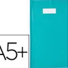 Protège-cahier elba styl'sms pvc opaque 12/100e sans phtalates porte-étiquette et étiquette 170x220mm turquoise