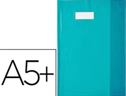 Protège-cahier elba styl'sms pvc opaque 12/100e sans phtalates porte-étiquette et étiquette 170x220mm turquoise
