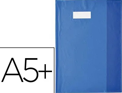 Protège-cahier elba styl'sms pvc opaque 12/100e sans phtalates porte-étiquette et étiquette 170x220mm bleu