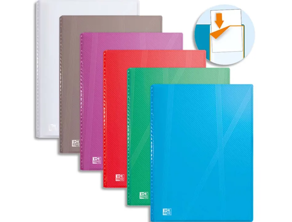 Protège-documents elba hawaï polypropylène couverture rigide a4 porte-étiquette 80 pochettes 160 vues coloris assortis