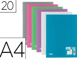 Protège-documents elba hawaï polypropylène couverture rigide a4 porte-étiquette 20 pochettes 40 vues coloris assortis