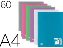 Protège-documents elba hawaï polypropylène couverture rigide a4 porte-étiquette 60 pochettes 120 vues coloris assortis