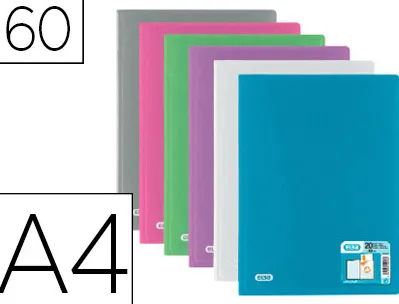 Protège-documents elba hawaï polypropylène couverture rigide a4 porte-étiquette 60 pochettes 120 vues coloris assortis