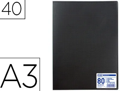 Protège-documents elba memphis polypropylène couverture semi-rigide 40 pochettes 80 vues a3 297x420mm coloris noir
