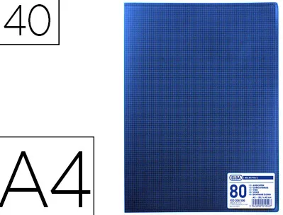 Protège-documents elba memphis polypropylène couverture semi-rigide 40 pochettes 80 vues a4 210x297mm coloris bleu