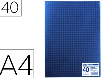 Protège-documents elba memphis polypropylène couverture semi-rigide 20 pochettes 40 vues a4 210x297mm coloris bleu
