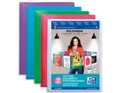 Protège-documents elba polyvision polypropylène couverture souple 100 pochettes 200 vues a4 coloris assortis translucide