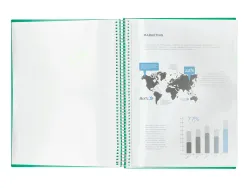 Protège-documents liderpapel polypropylène couverture rigide spirale 30 pochettes fixes a4 210x297mm coloris vert