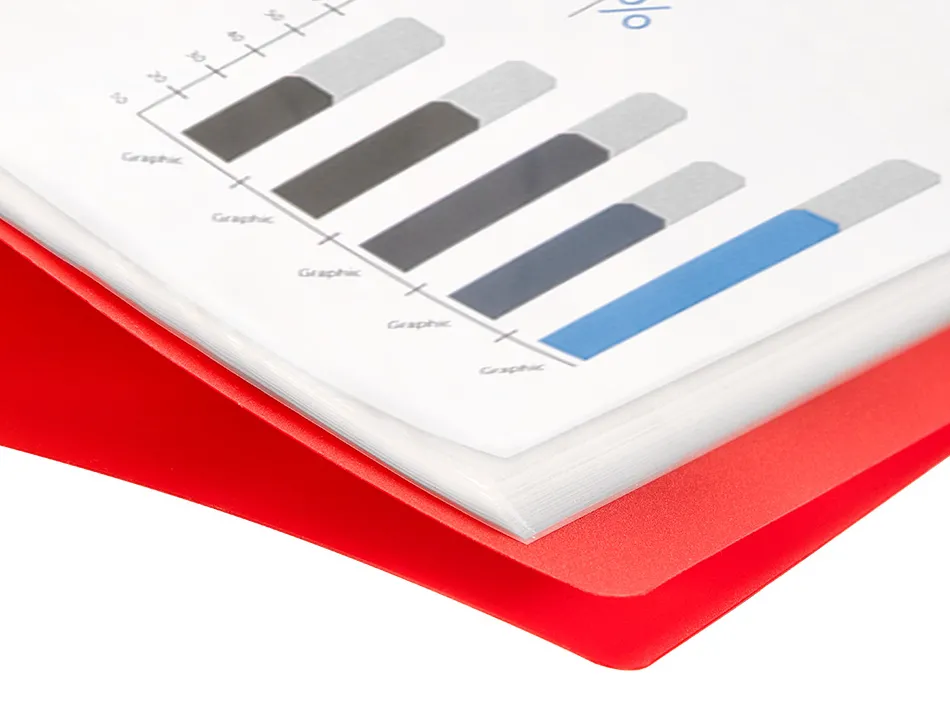 Protège-documents liderpapel polypropylène couverture flexible 40 pochettes fixes a4 210x297mm rouge translucide