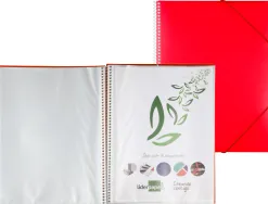 Protège-documents liderpapel polypropylène couverture rigide spirale 50 pochettes fixes a4 210x297mm coloris rouge