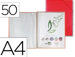 Protège-documents liderpapel polypropylène couverture rigide spirale 50 pochettes fixes a4 210x297mm coloris rouge