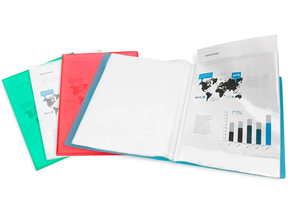 Protège-documents liderpapel polypropylène couverture flexible 60 pochettes fixes a4 210x297mm bleu translucide