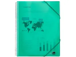 Protège-documents liderpapel polypropylène couverture rigide spirale 10 pochettes fixes a4 210x297mm coloris vert