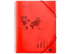 Protège-documents liderpapel polypropylène couverture rigide spirale 10 pochettes fixes a4 210x297mm coloris rouge