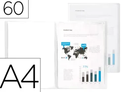 Protège-documents liderpapel polypropylène couverture flexible 60 pochettes fixes a4 210x297mm transparent