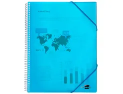 Protège-documents liderpapel polypropylène couverture rigide spirale 80 pochettes fixes a4 210x297mm coloris bleu